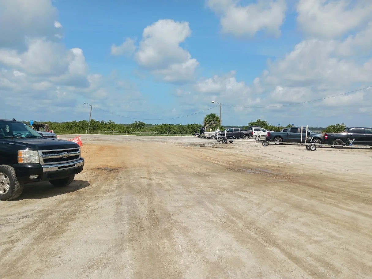 large gravel parking lot at frank butler park west, st augustine